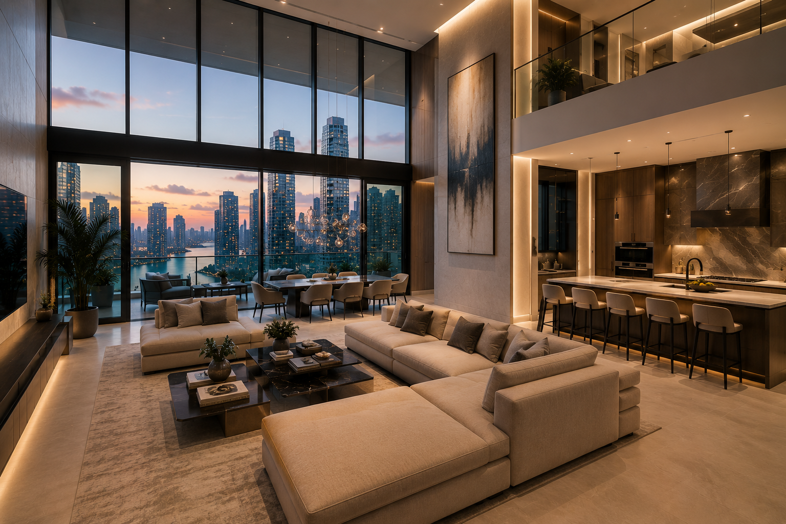 Luxury penthouse renovation open plan modern Miami Brickell